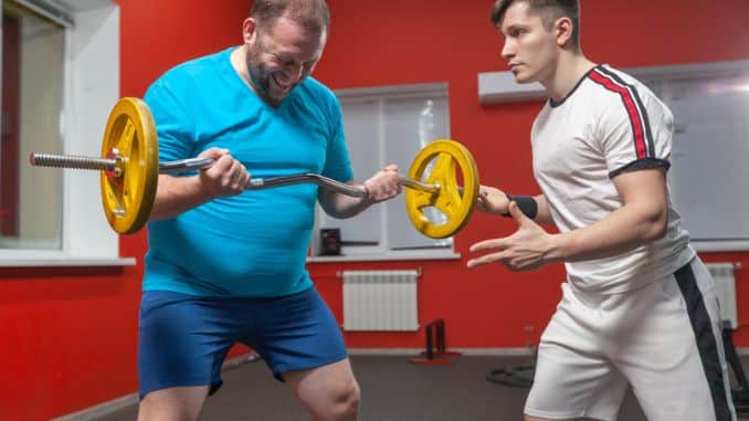 Fat people having exercise