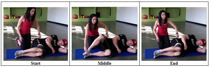 Knee and Hip Stretch with a Band (Right Side)