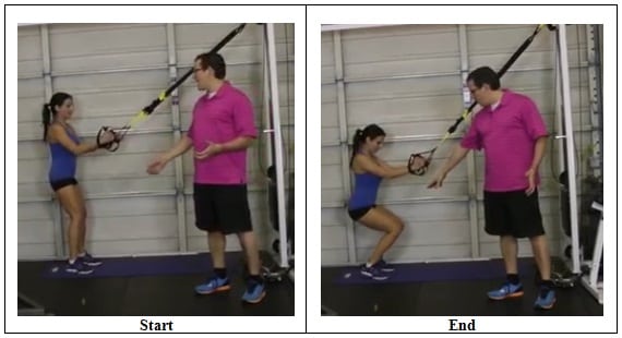 Suspension Training Squat Exercise (wrong position)
