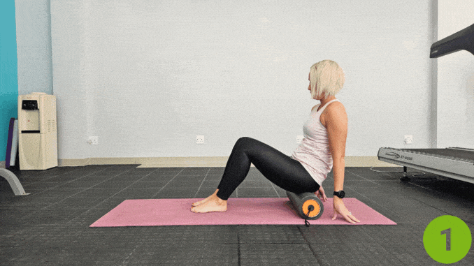 Foam Rolling the Glutes - foam roller exercises for hips and glutes