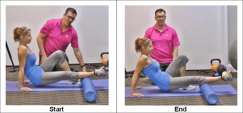 Foam Rolling Out the Calf (Rotating Legs Outward)