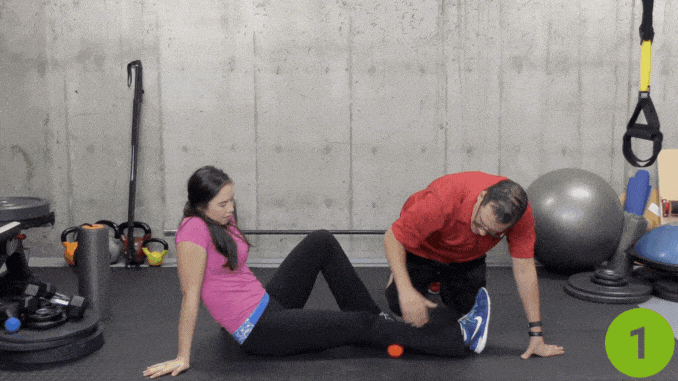 Alternative Exercise: Calf Smash With a Ball in a Straight Leg- best stretches for knee pain