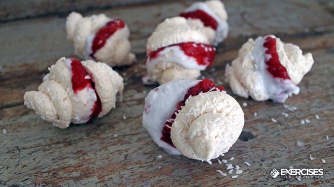Coconut Meringue Kisses With Strawberries and Cream