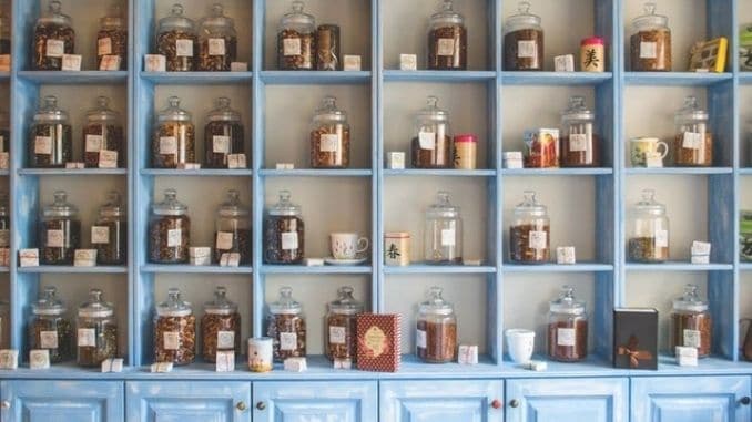 assorted-jars-on-blue-shelf
