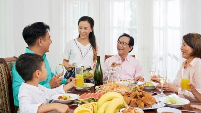 Asian-family-eating