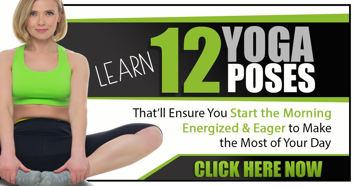 Promotional Blog Graphic for 12 Yoga Poses to Wake Up Energized and Start Your Day Off Feeling Fresh DVD