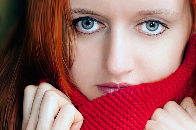 red-scarf-woman-macro-eyes-blue
