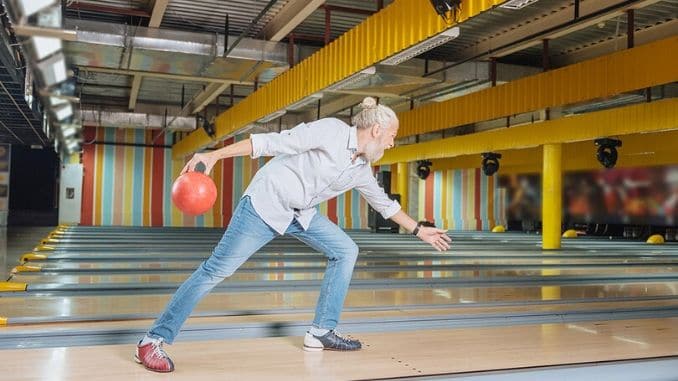 senior man bowling