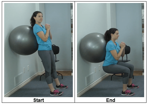 wall squats with stability ball