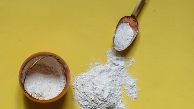 Floured flour on a yellow background