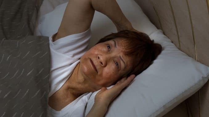Senior woman cannot sleep