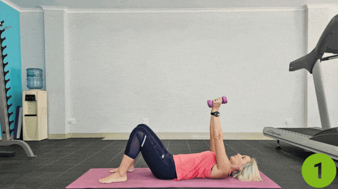 Dead Bug (with Dumbbell)- posterior core exercises
