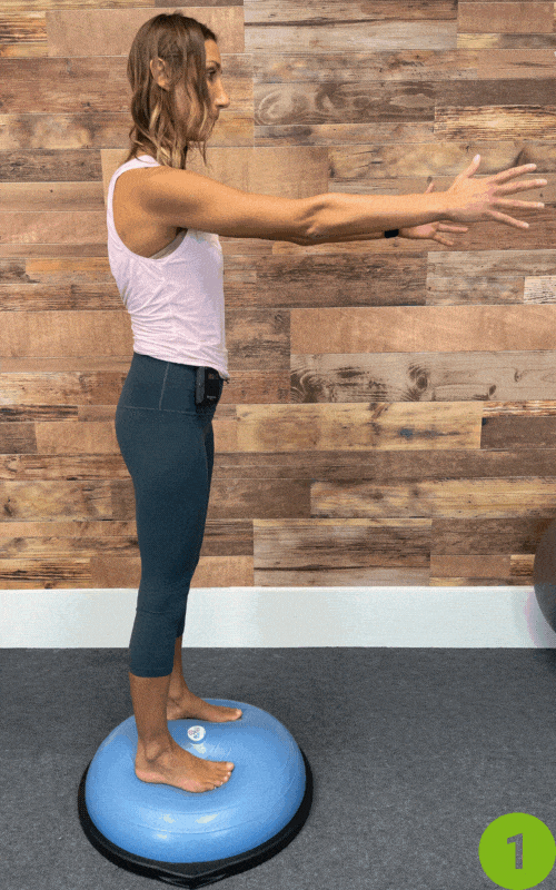 Squats on the BOSU- BOSU ball leg exercises