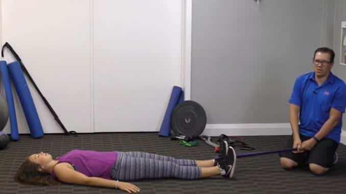 Tubing Hip Pull- hip pain stretches