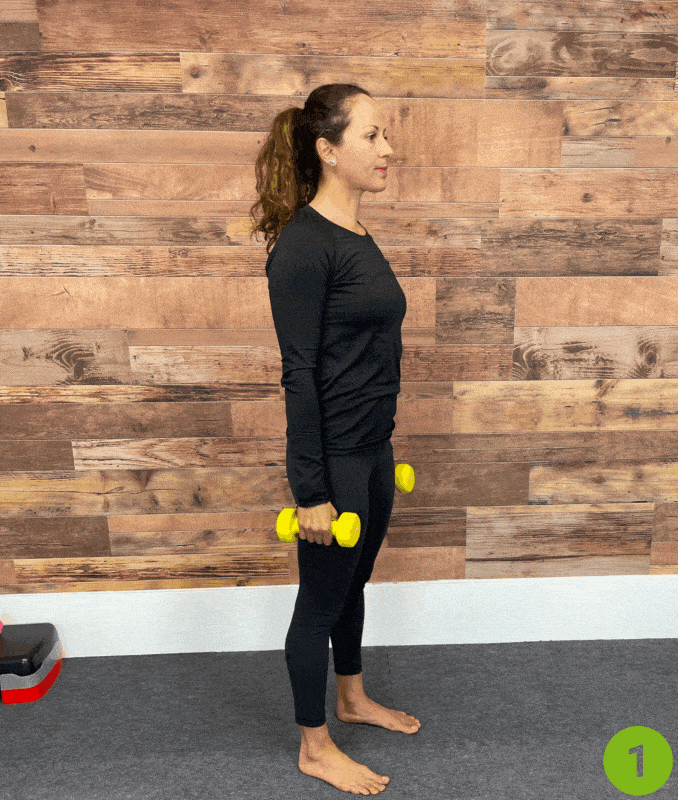 Squat with Upright Row- compound exercises with dumbbells