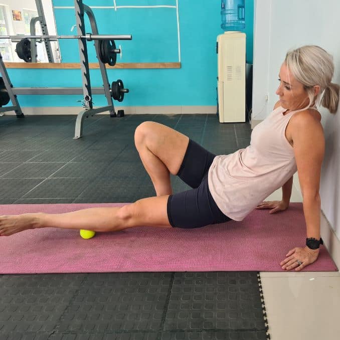 Calf Roll Lateral view End - Massage Ball Exercises
