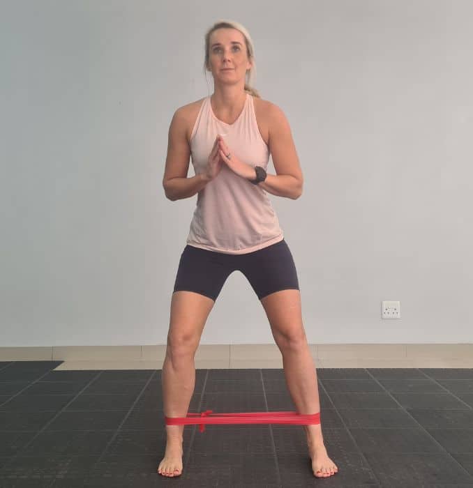 Sidestep with a resistance band 2-Knee Stretches
