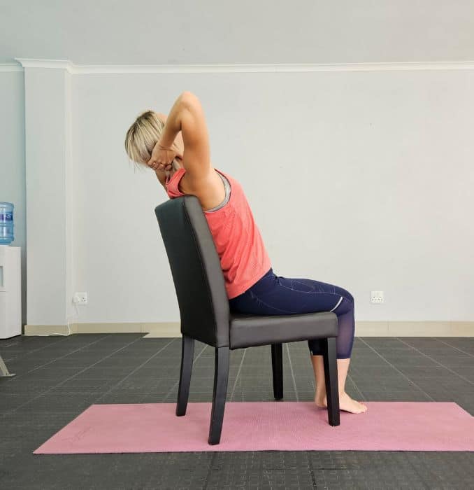 Hands Behind Head Stretch-Neck Pain Exercises At Home