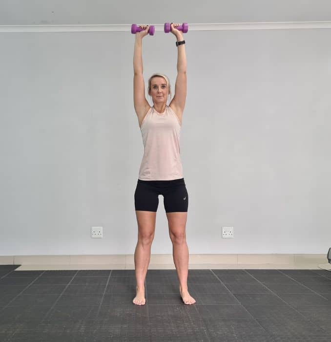  Dumbbell Shoulder Press with Tricep Extension middle