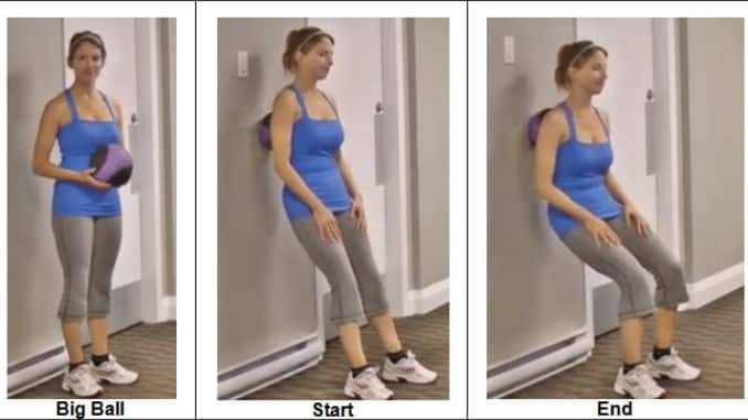 Rolling the Back With a Big Ball Against the Wall- how to foam roll out the gluteus medius muscle