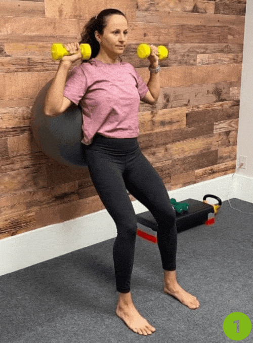 Semi-Squat with Regular Grip Shoulder Press
