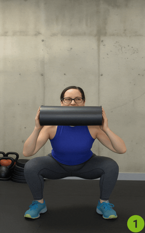 Squat to Overhead Press - foam roller routine