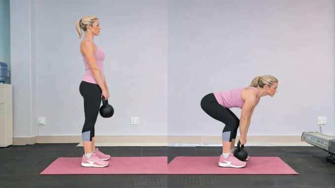 Woman doing Kettlebell deadlift exercise